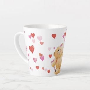 Niedlicher Teddybär und Herz Latte Tasse
