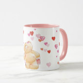 Niedlicher Teddybär und Herz-Tasse Tasse (VorderseiteRechts)