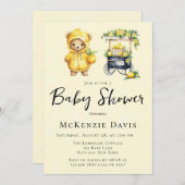 Niedlicher Teddybär und Lemonade Babydusche Einladung (Vorne/Hinten)