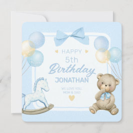 Niedlicher Teddybär und Rockpferd Einladung