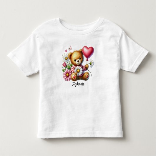 Niedlicher Teddybär-Valentinstag Kleinkind T-shirt (Vorderseite)