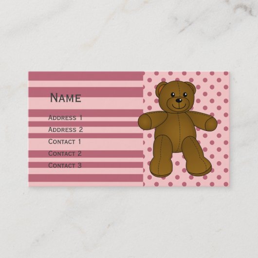 Niedlicher Teddybär Visitenkarte (Vorderseite)
