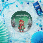 Niedlicher Teddybär Weihnachtsbaum Geburtstagsmädc Pappteller (Party)