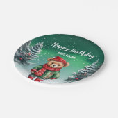 Niedlicher Teddybär Weihnachtsbaum Geburtstagsmädc Pappteller (Schrägansicht)