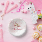 Niedlicher Teddybär Wolke neun pinkfarbene Mädchen Pappteller (Party)