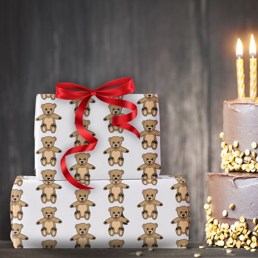 Niedlicher Teddybär Zeichnend Muster Kinder Geschenkpapier