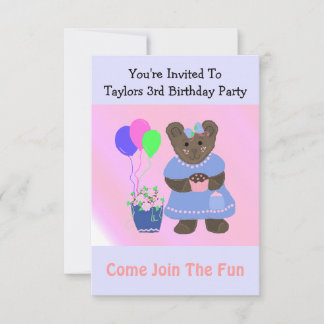 Niedlicher Teddybear Einladung zum Geburtstag