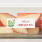 Niedlicher Teebecher-Comic-Charakter personalisier Etiketten (Befestigt)