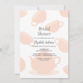 Niedlicher Teekessel und Teakups Rustikales rosa B Einladung (Vorderseite)