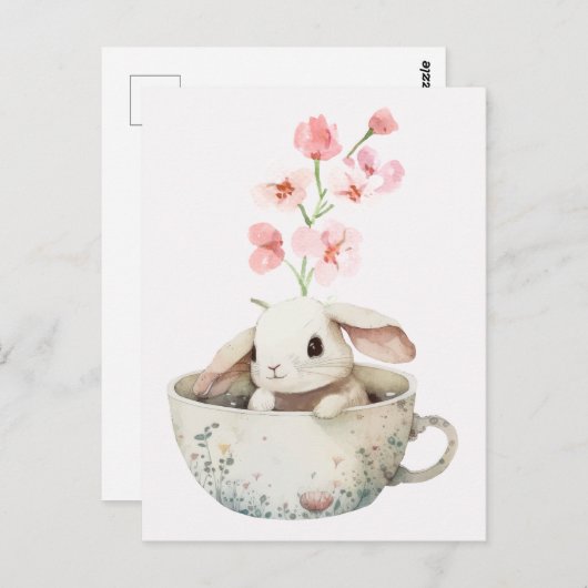 Niedlicher Teetasse  Blumenkohl Postkarte (Vorne/Hinten)