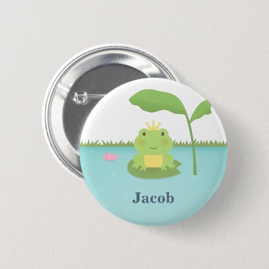 Niedlicher Teich-Frosch-Prinz For Boys Button (Vorne & Hinten)