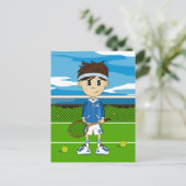 Niedlicher Tennis Boy Postcard Postkarte (Stehend Vorderseite)