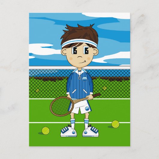 Niedlicher Tennis Boy Postcard Postkarte (Vorderseite)