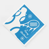 Niedlicher Tennisball-Schneemann Weihnachtsfeierta Serviette (Ecke)