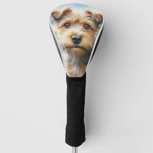 Niedlicher Terrier Hund in Wasserfarbe Golf Headcover (Vorderseite)