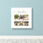 Niedlicher Text für  Skripte mit vier Familienfoto Leinwanddruck (Insitu (Holzboden))