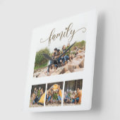 Niedlicher Text für Skripte mit vier Familienfoto Quadratische Wanduhr (Winkel)