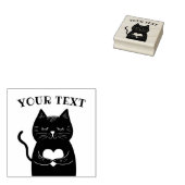 Niedlicher Text mit schwarzer Katze mit Herz Gummistempel (Stempel)