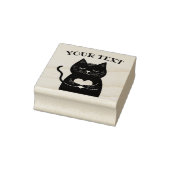 Niedlicher Text mit schwarzer Katze mit Herz Gummistempel (Stempel)