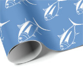 Niedlicher Thunfischfang aus Weißem Thun auf Ägäis Geschenkpapier (Rolleneckpunkt)