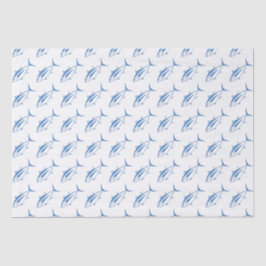 Niedlicher Thunfischfang in Ägäis, blau und weiß Seidenpapier