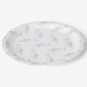 Niedlicher Thunfischfang in Pastel Blau und Weiß Pappteller (Schrägansicht)