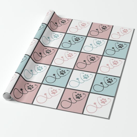 Niedlicher Tierarzt Geschenkpapier (Ungerollt)
