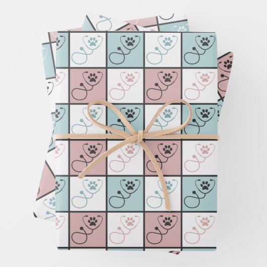 Niedlicher Tierarzt Geschenkpapier Set (Beispiel)