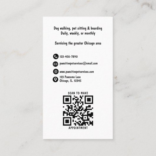 Niedlicher Tierarzt Tierärztlicher QR-Code Schwarz Visitenkarte (Rückseite)