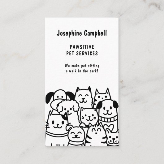 Niedlicher Tierarzt Tierärztlicher QR-Code Schwarz Visitenkarte (Vorderseite)