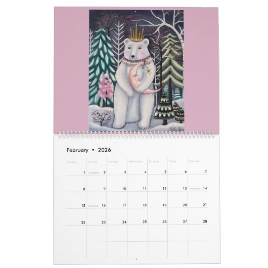 Niedlicher Tiere 2026 Whimsical Art Kalender (Feb 2026)