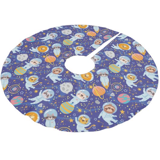 Niedlicher Tiere Astronauten Polster-Tree Ski Polyester Weihnachtsbaumdecke (Schrägansicht)