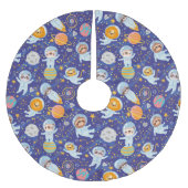 Niedlicher Tiere Astronauten Polster-Tree Ski Polyester Weihnachtsbaumdecke (Vorderseite)