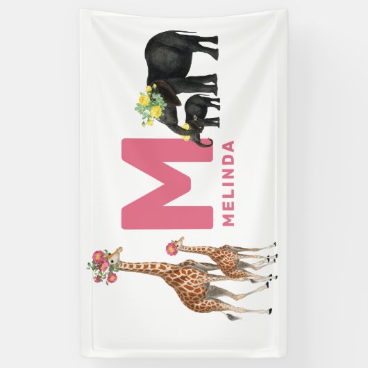 Niedlicher Tiere Baby's Kinderzimmer Kinder Zimmer Banner (Vertikal)