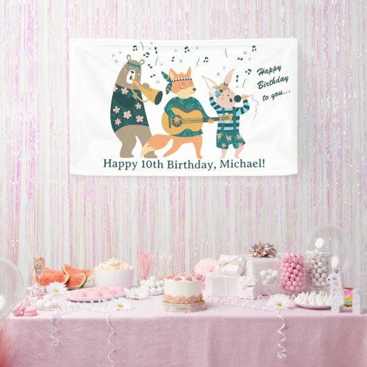 Niedlicher Tiere Bend Geburtstag Banner (Party)