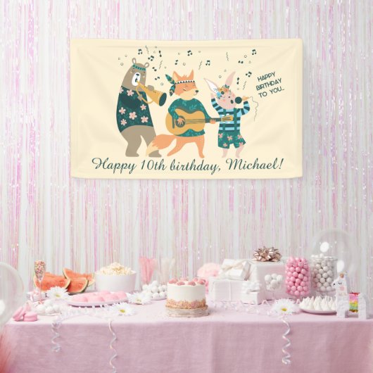Niedlicher Tiere Bend Geburtstag Banner (Party)