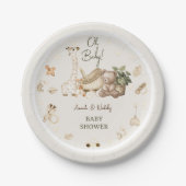 Niedlicher Tiere Boho Kinderzimmer Botanische Baby Pappteller (Vorderseite)