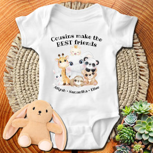 Niedlicher Tiere Cousin machen die besten Freunde Baby Strampler