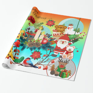 Niedlicher Tiere Farbiges Weihnachtswrapping Paper Geschenkpapier