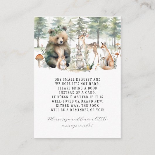 Niedlicher Tiere Forest Woodland Bärenbücher für K Begleitkarte (Rückseite)
