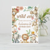 Niedlicher Tiere Geburtstag eines Aquarellbabys Einladung (Stehend Vorderseite)