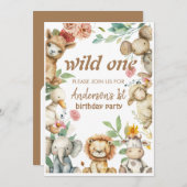 Niedlicher Tiere Geburtstag eines Aquarellbabys Einladung (Vorne/Hinten)