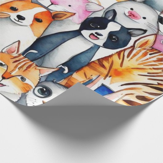 Niedlicher Tiere Geschenkideen Papier Geschenkpapier (Ecke)