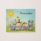 Niedlicher Tiere & Girl on Train Puzzle (Horizontal)