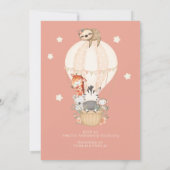 Niedlicher Tiere Hot Air Ballon Giraffe Sloth Zebr Einladung (Rückseite)