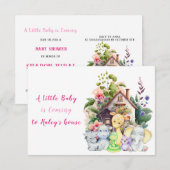 Niedlicher Tiere Kinderdusche Einladung | Rosa | H (Vorne/Hinten)