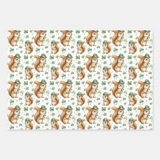 Niedlicher Tiere Kleeblatt Green St. Patrick's Day Geschenkpapier Set (Vorderseite 2)