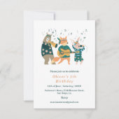 Niedlicher Tiere Music Band Geburtstag Einladung (Vorderseite)