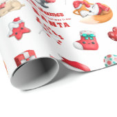 Niedlicher Tiere Muster Kindername von Santa Geschenkpapier (Rolleneckpunkt)