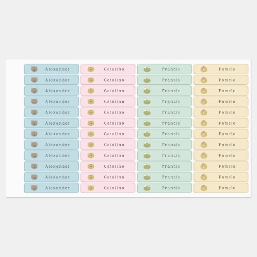 Niedlicher Tiere Name des Schülers Etiketten (Blatt)